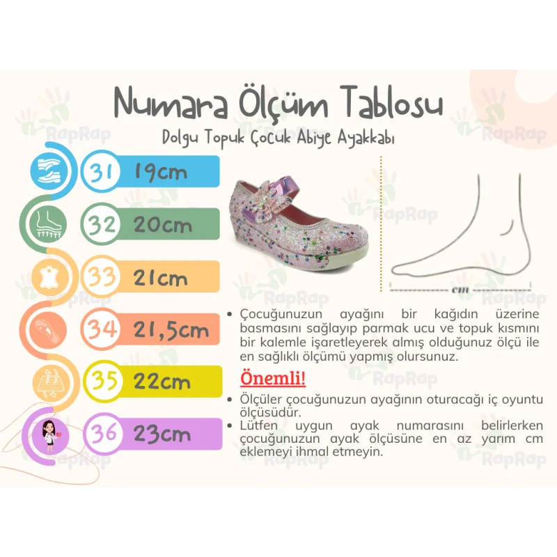 Pudra Dolgu Topuklu Çocuk Abiye Ayakkabı