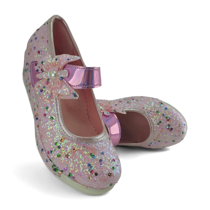 Pudra Dolgu Topuklu Çocuk Abiye Ayakkabı