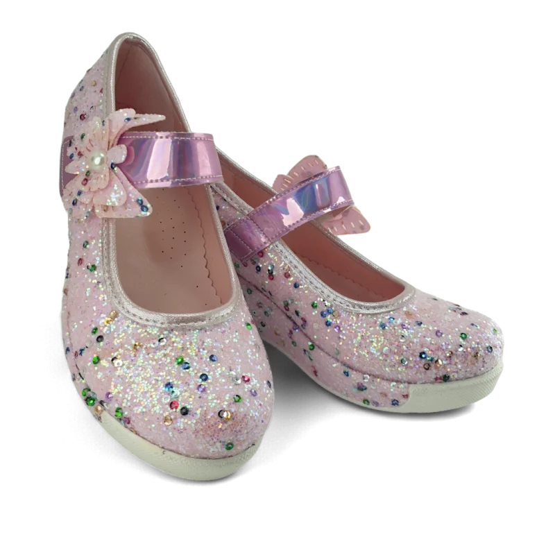 Pudra Dolgu Topuklu Çocuk Abiye Ayakkabı