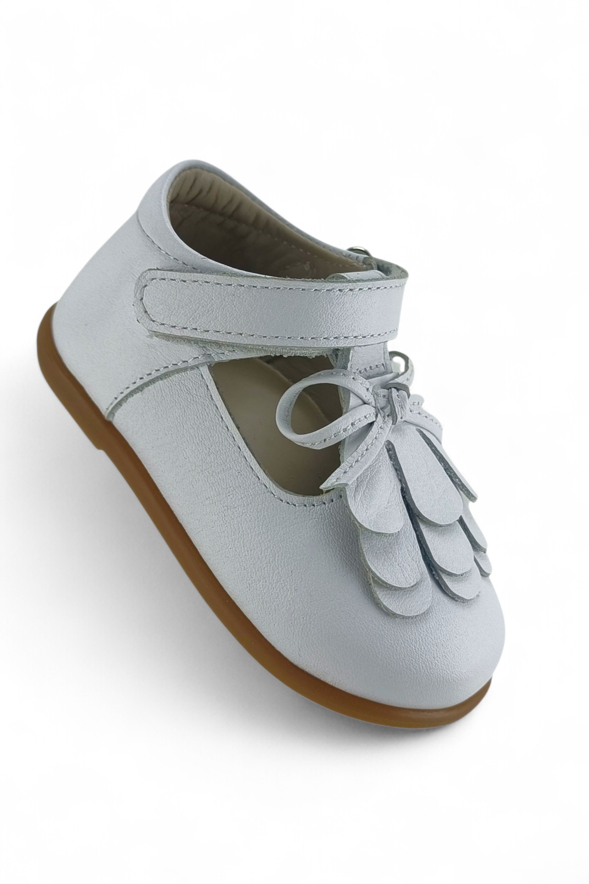 Beyaz Hakiki Deri Tam Ortopedik İlk Adım ve Bebe Babet Ayakakbı