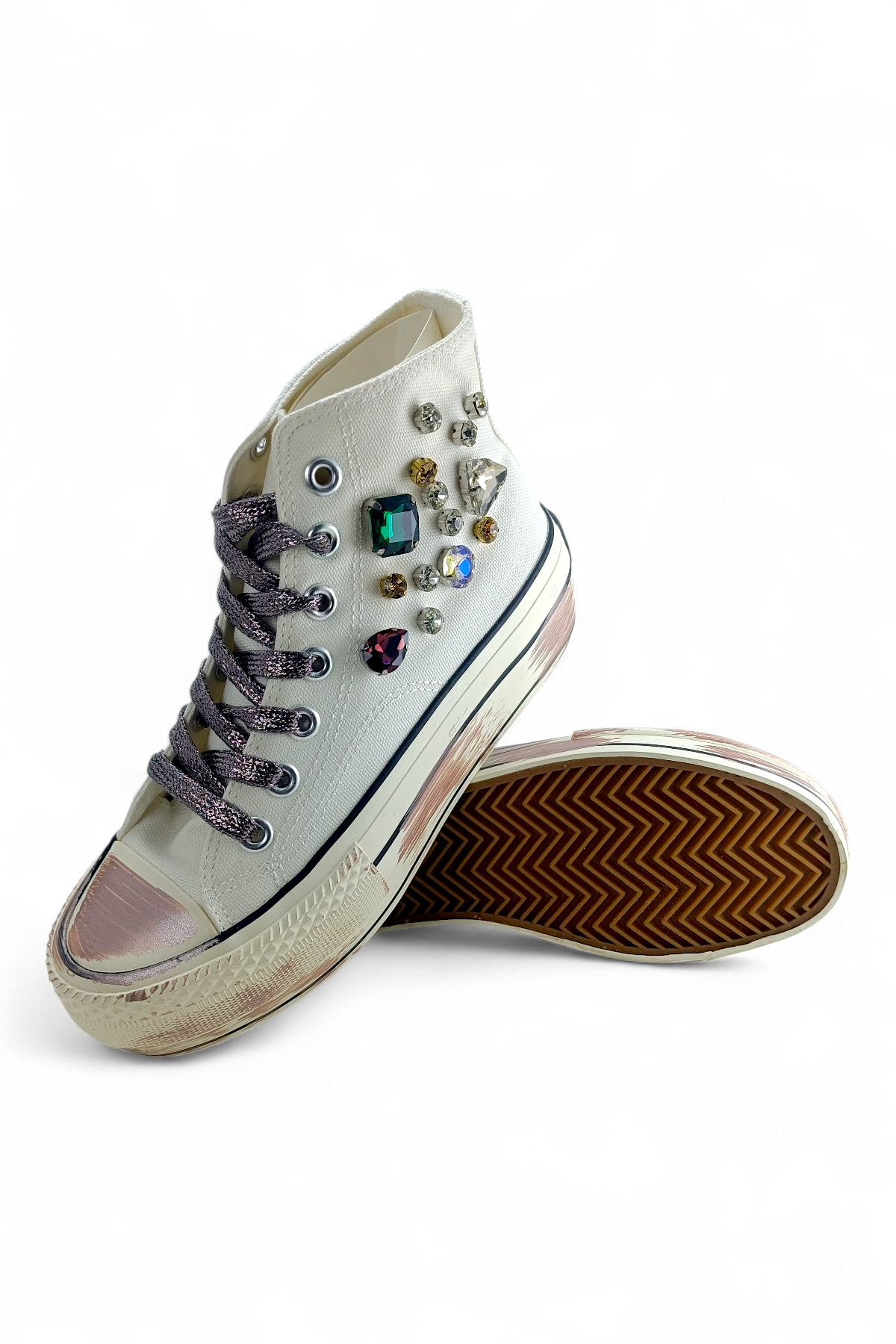 Beyaz Keten Bilekli Genç Kız Ayakkabı