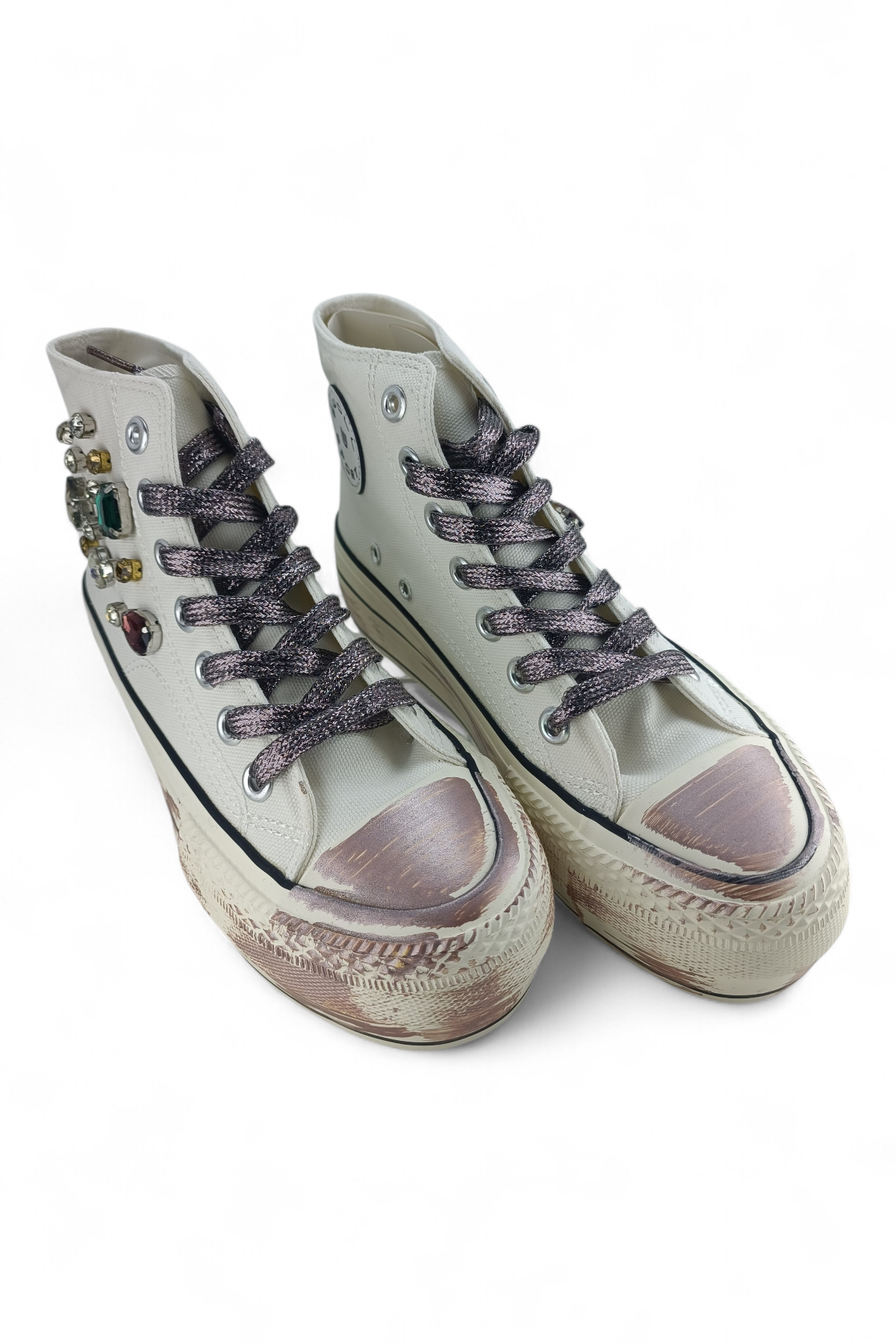 Beyaz Keten Bilekli Genç Kız Ayakkabı