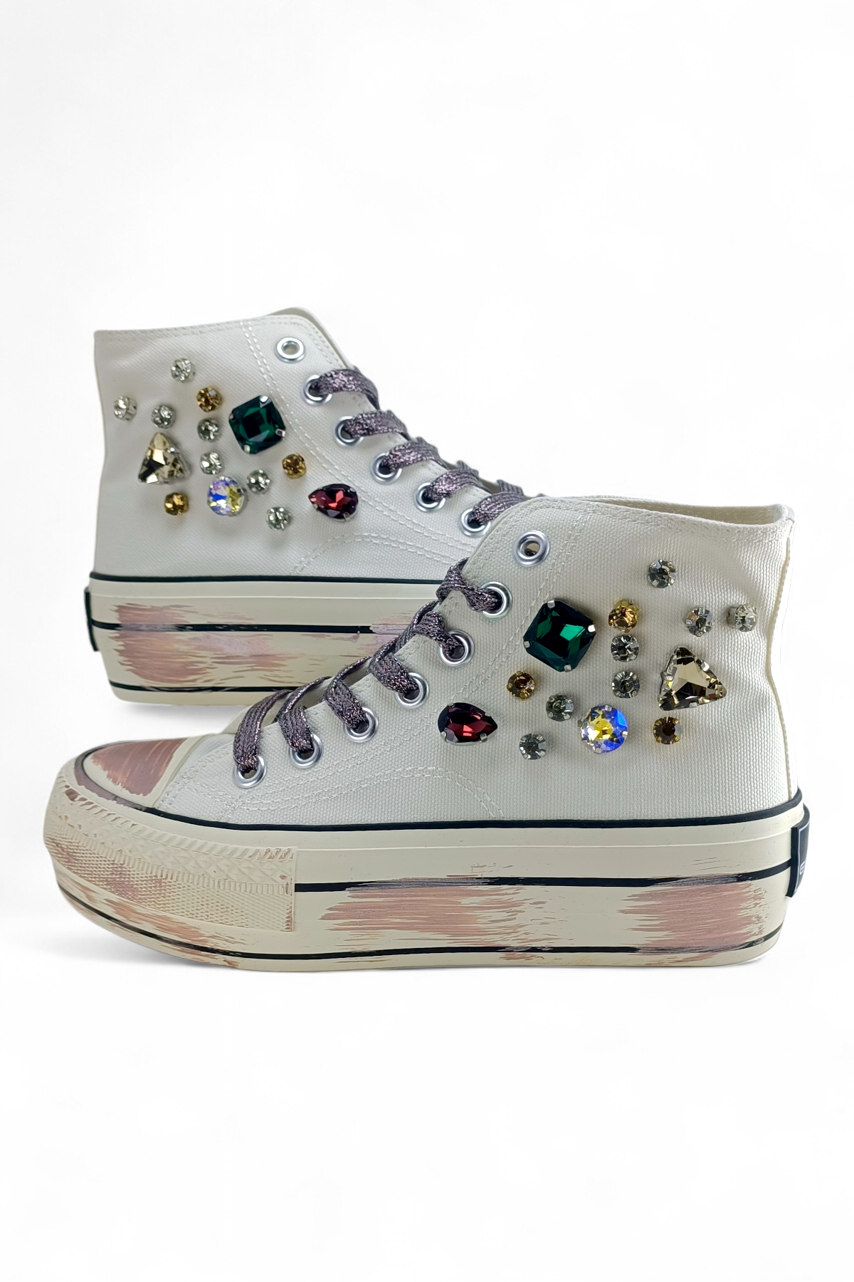 Beyaz Keten Bilekli Genç Kız Ayakkabı