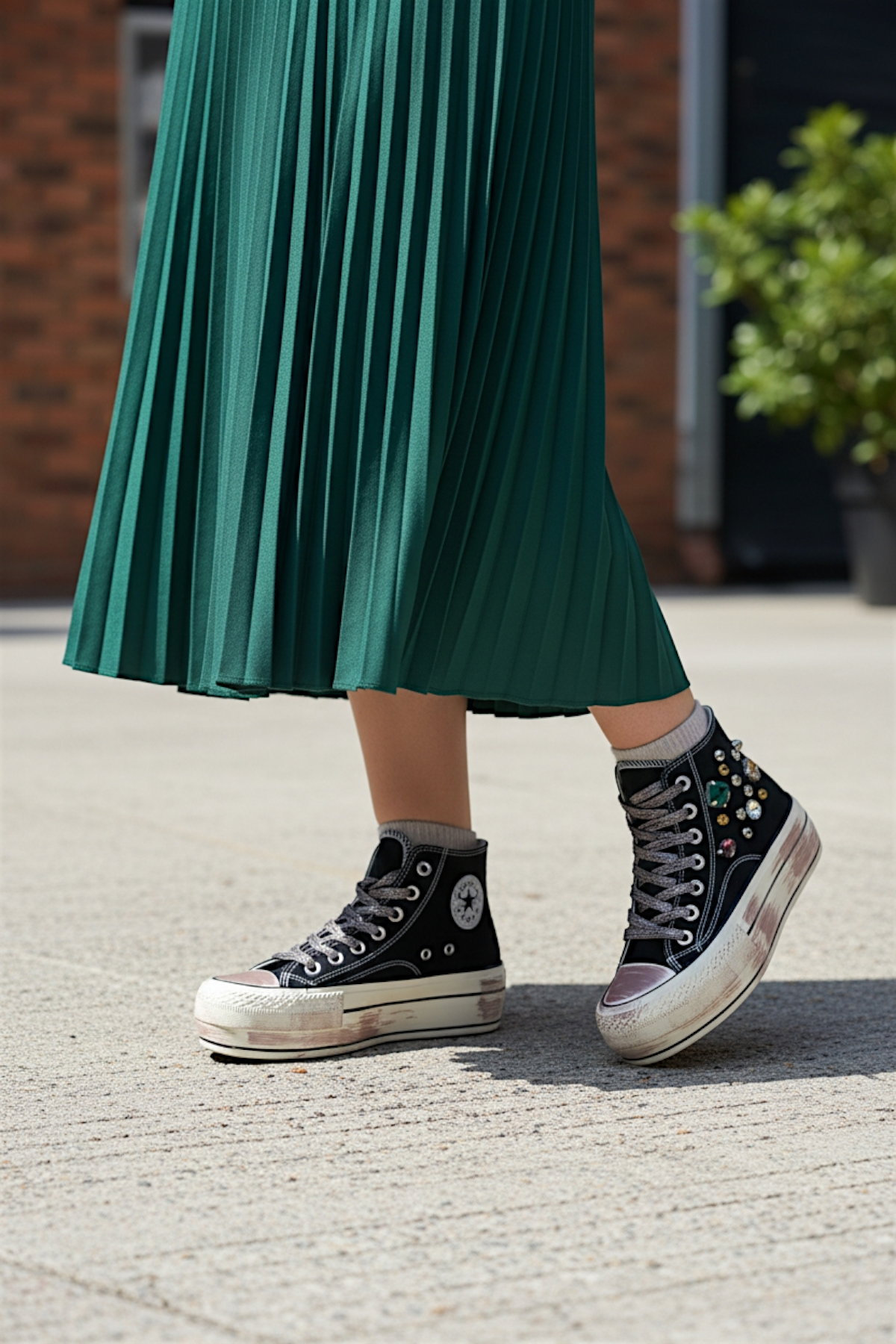 Siyah Keten Bilekli Genç Kız Ayakkabı