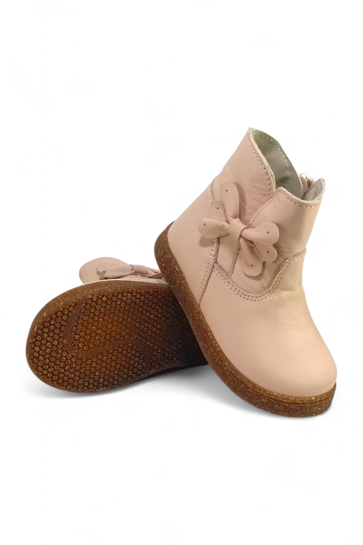 Pembe İç Dış Hakiki Deri Tam Ortopedik Kız Bebek Fermuarlı Bot