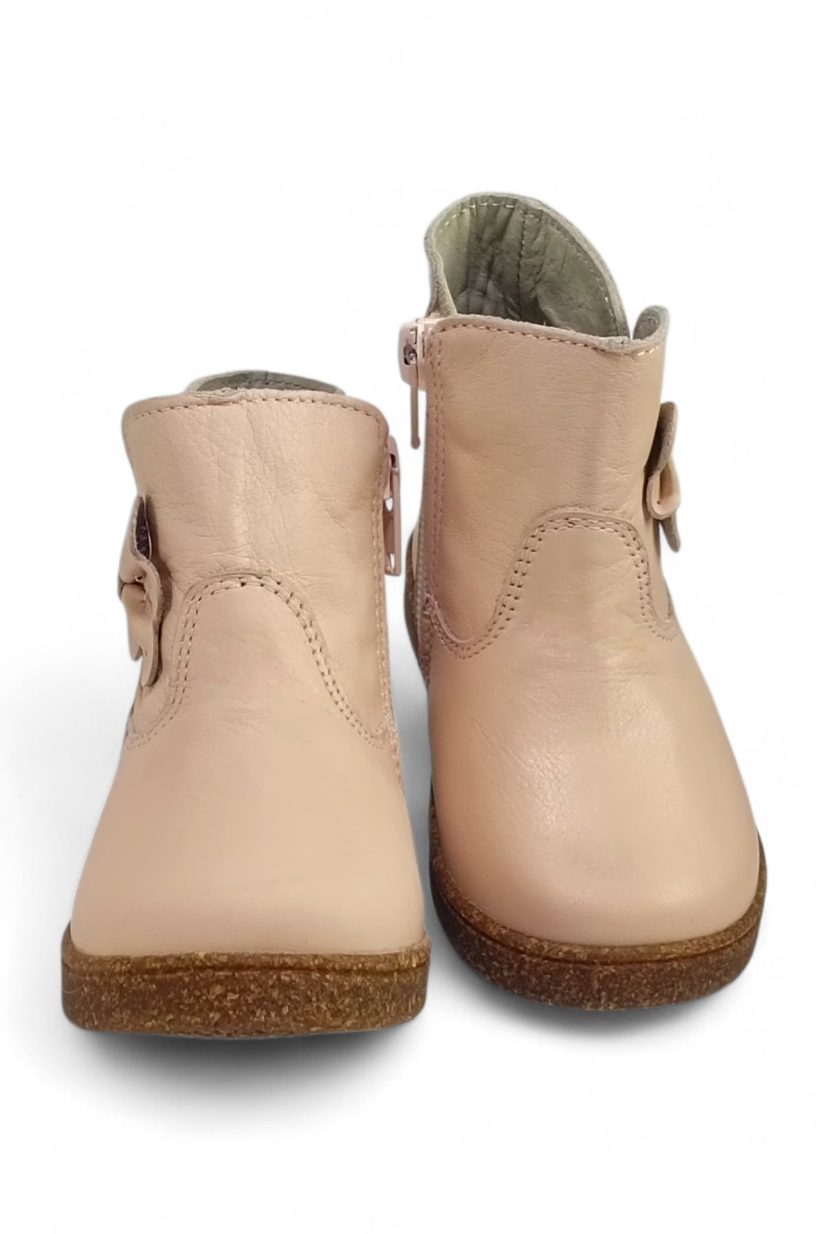 Pembe İç Dış Hakiki Deri Tam Ortopedik Kız Bebek Fermuarlı Bot
