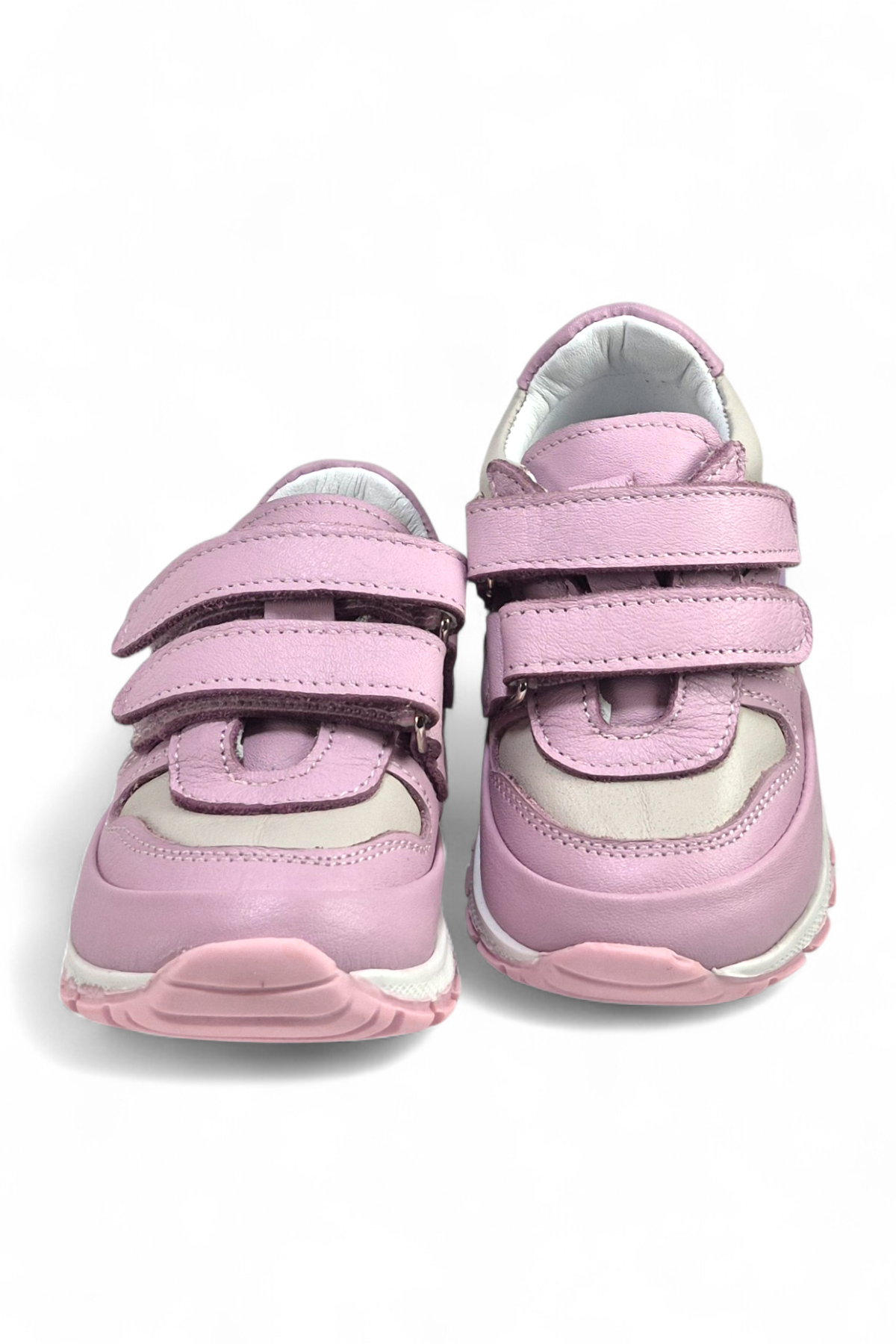 Pembe Hakiki Deri Tam Ortopedik Çift Cırtlı Bebek Spor Ayakkabı