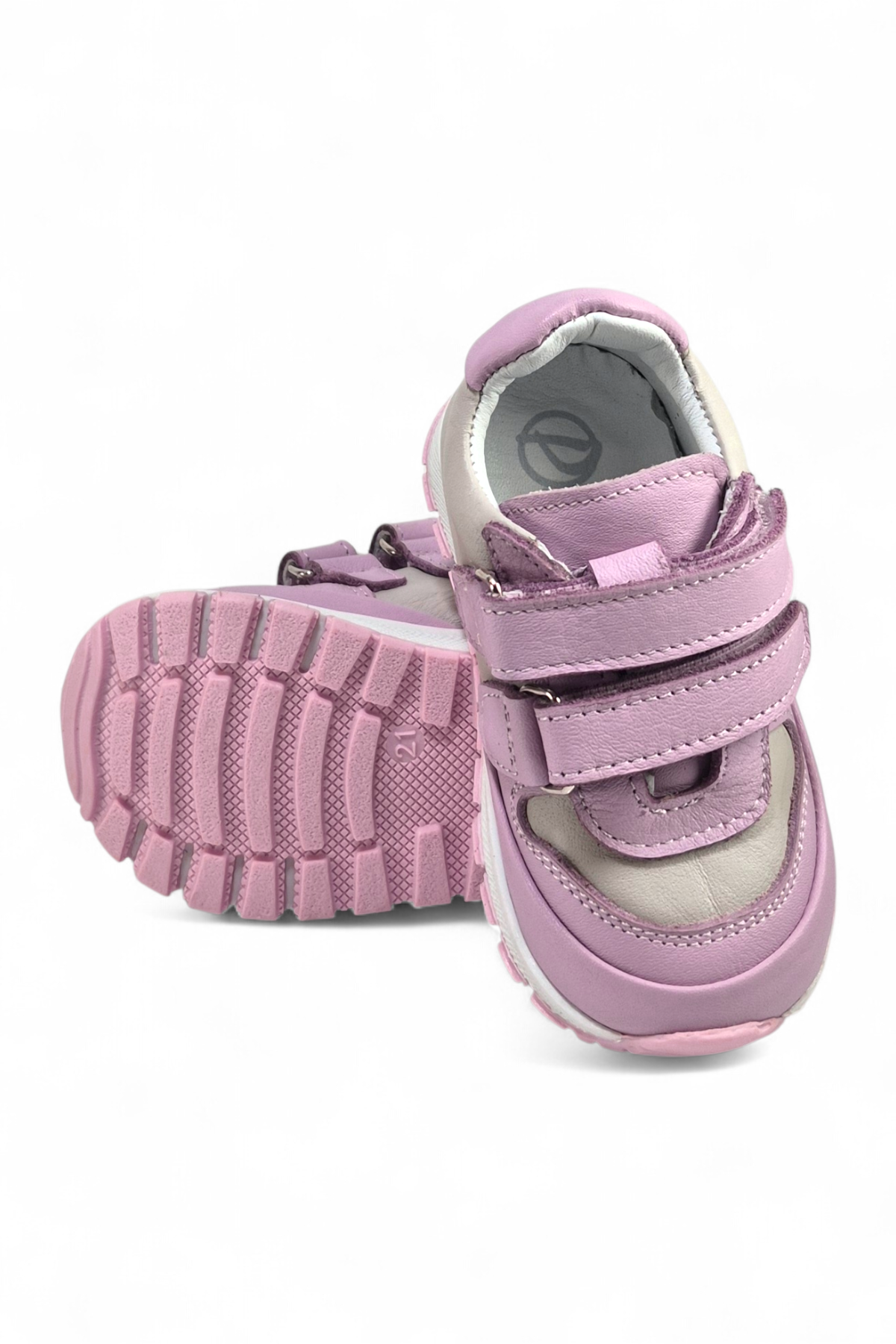 Pembe Hakiki Deri Tam Ortopedik Çift Cırtlı Bebek Spor Ayakkabı