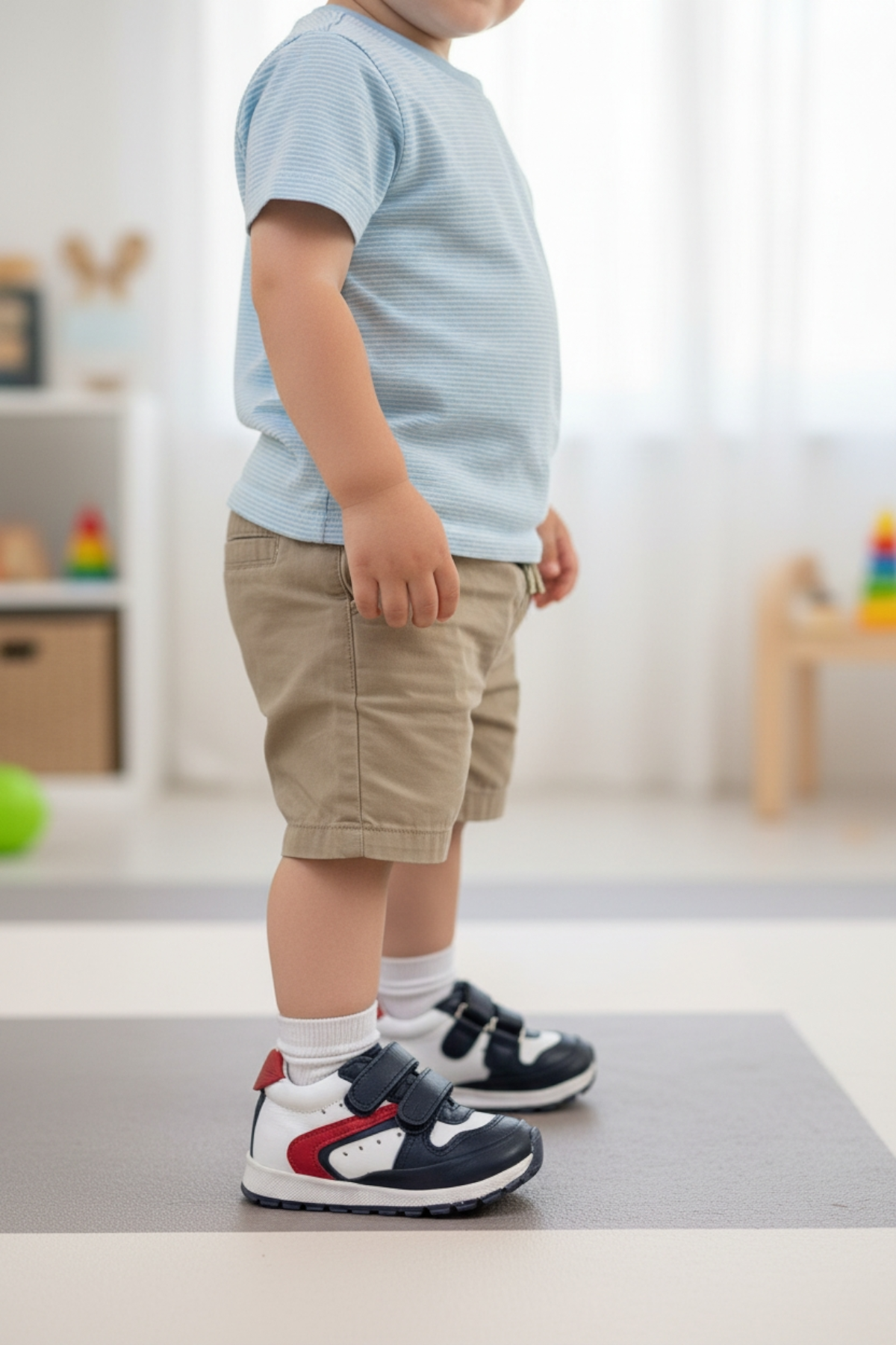 Siyah Hakiki Deri Tam Ortopedik Çift Cırtlı Bebek Spor Ayakkabı