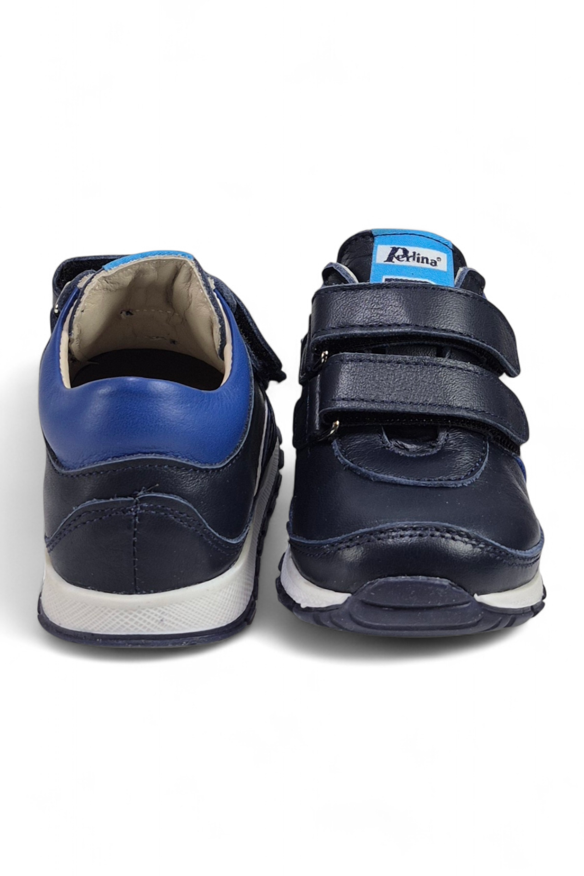 Lacivert Hakiki Deri Tam Ortopedik Çift Cırtlı Bebek Spor Ayakkabı