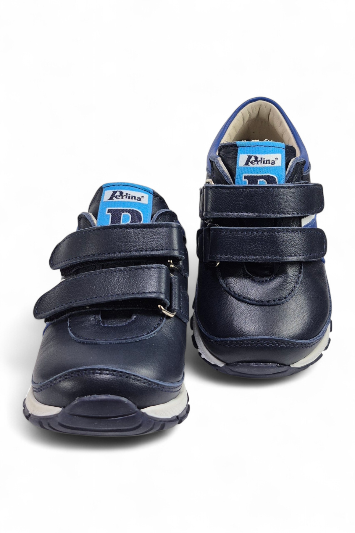 Lacivert Hakiki Deri Tam Ortopedik Çift Cırtlı Bebek Spor Ayakkabı