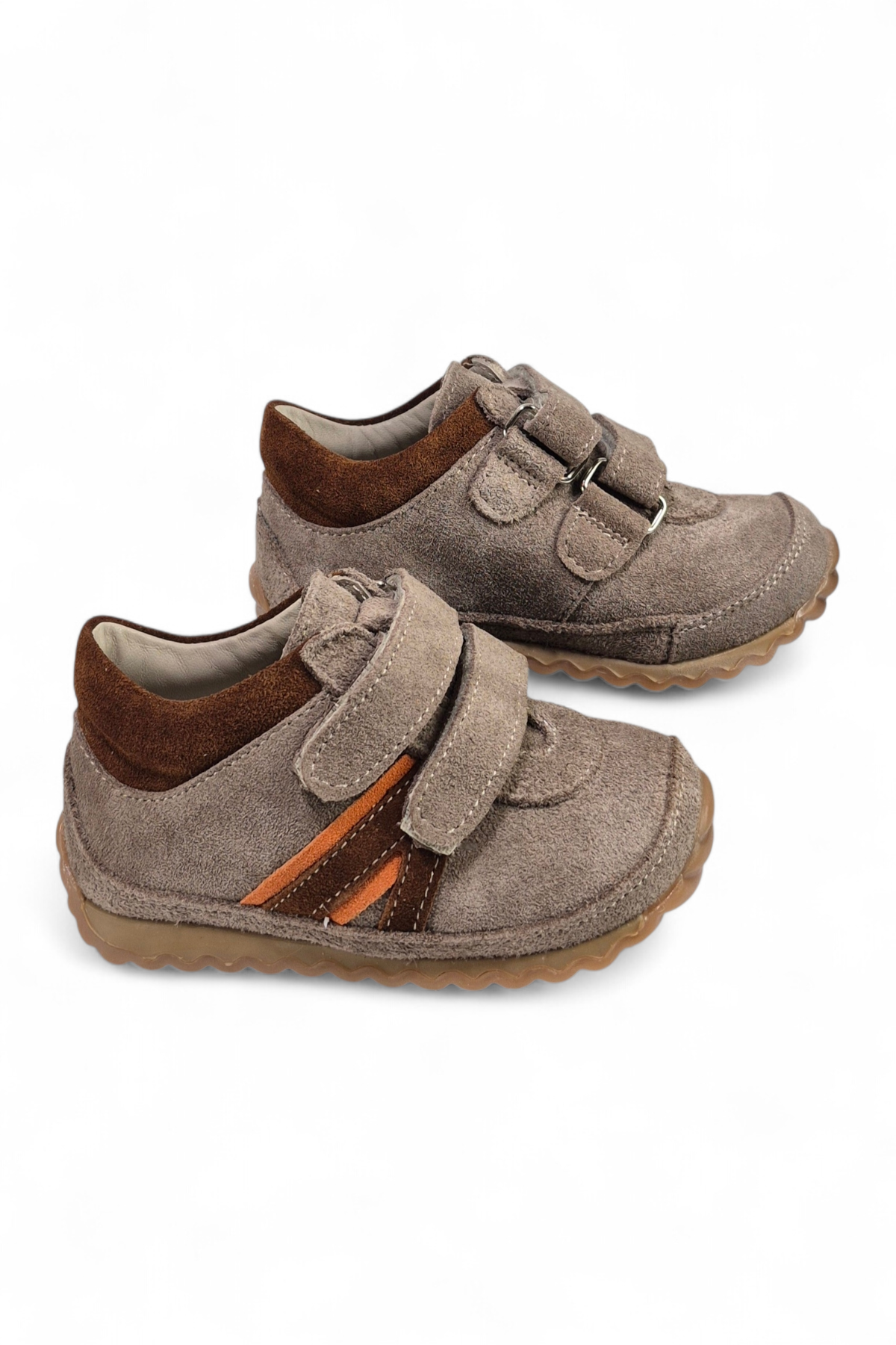 Kahverengi Hakiki Deri Tam Ortopedik Çift Cırtlı Bebek Spor Ayakkabı