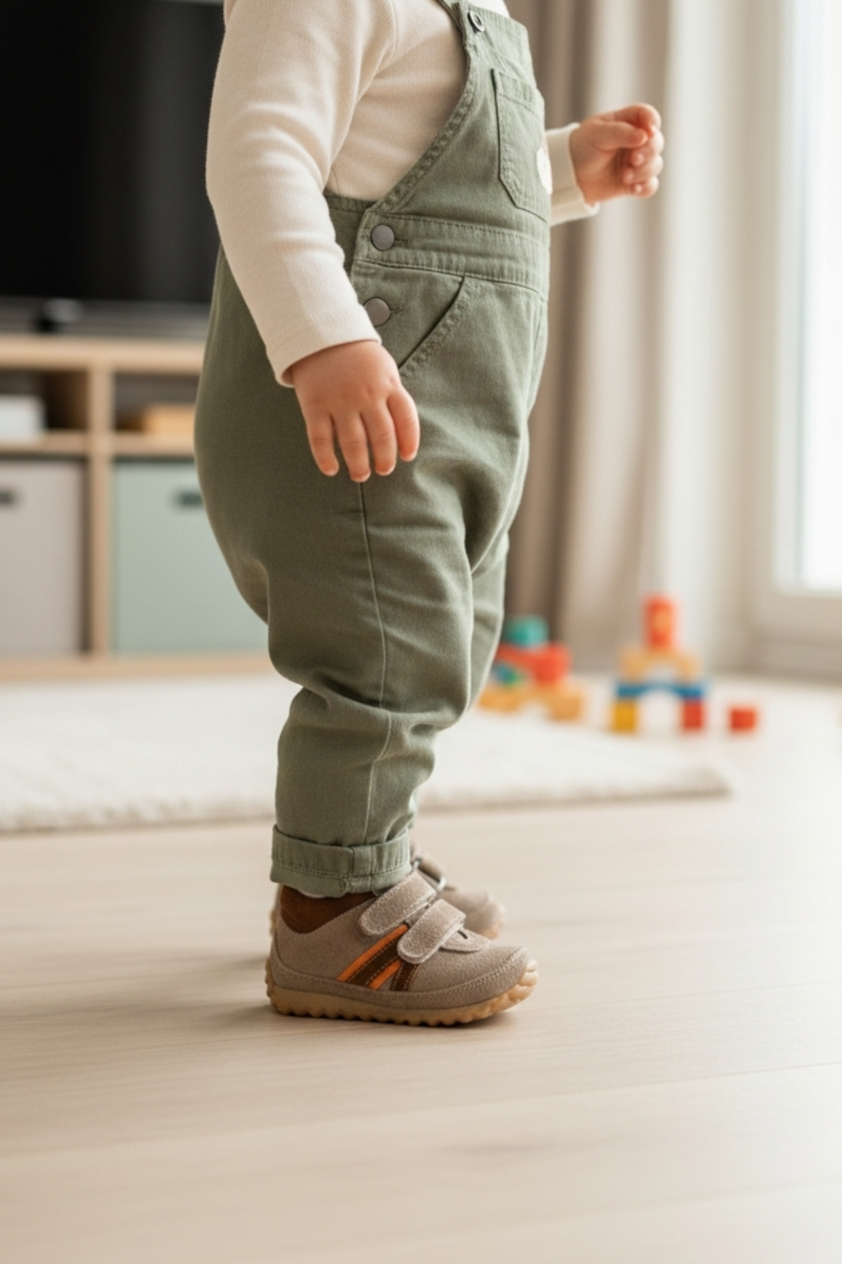 Kahverengi Hakiki Deri Tam Ortopedik Çift Cırtlı Bebek Spor Ayakkabı