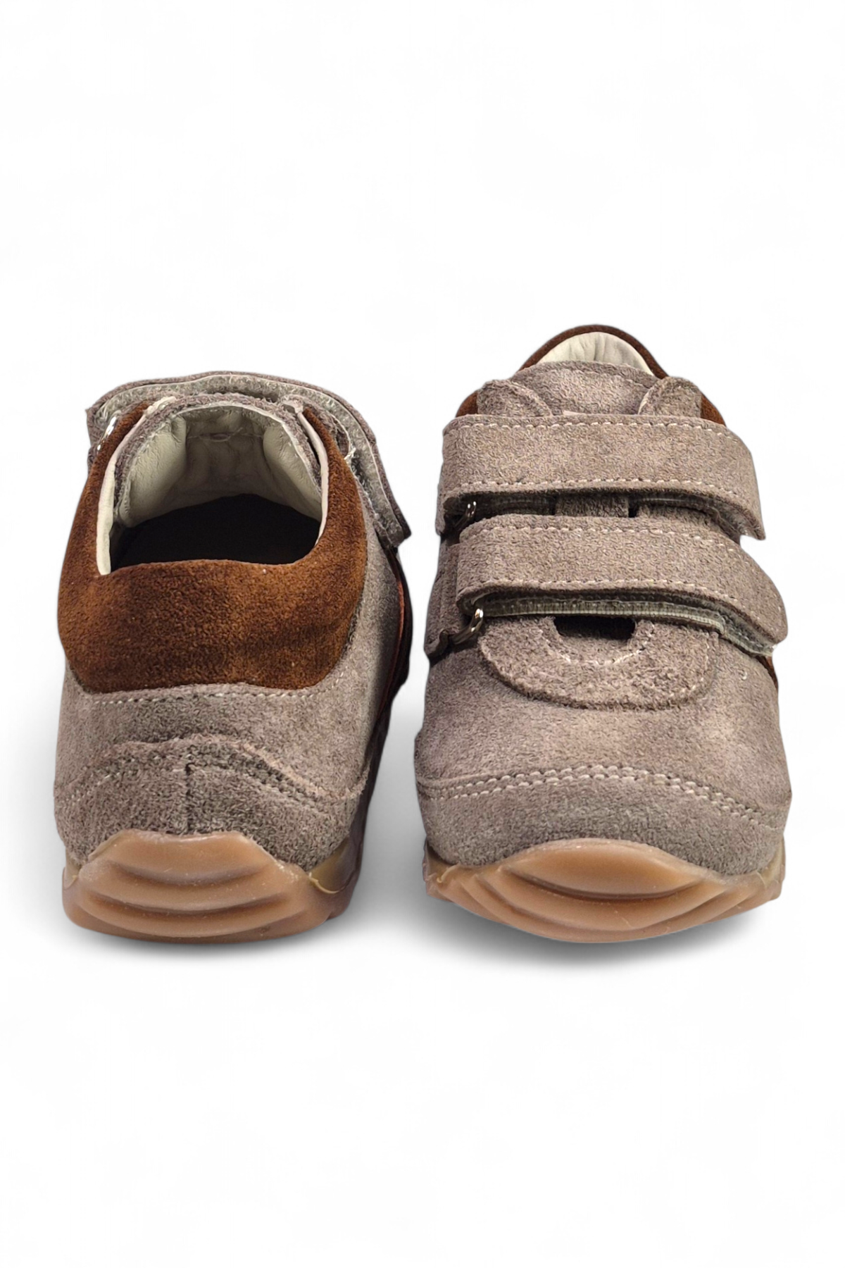Kahverengi Hakiki Deri Tam Ortopedik Çift Cırtlı Bebek Spor Ayakkabı