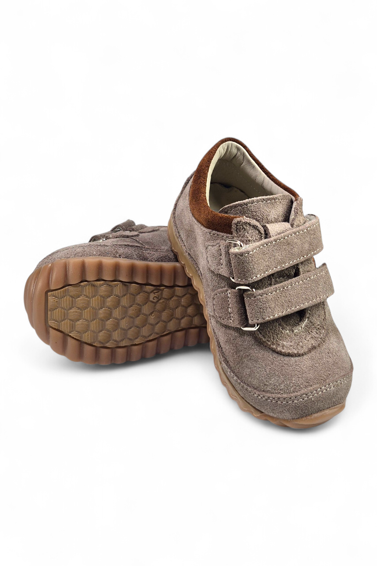 Kahverengi Hakiki Deri Tam Ortopedik Çift Cırtlı Bebek Spor Ayakkabı