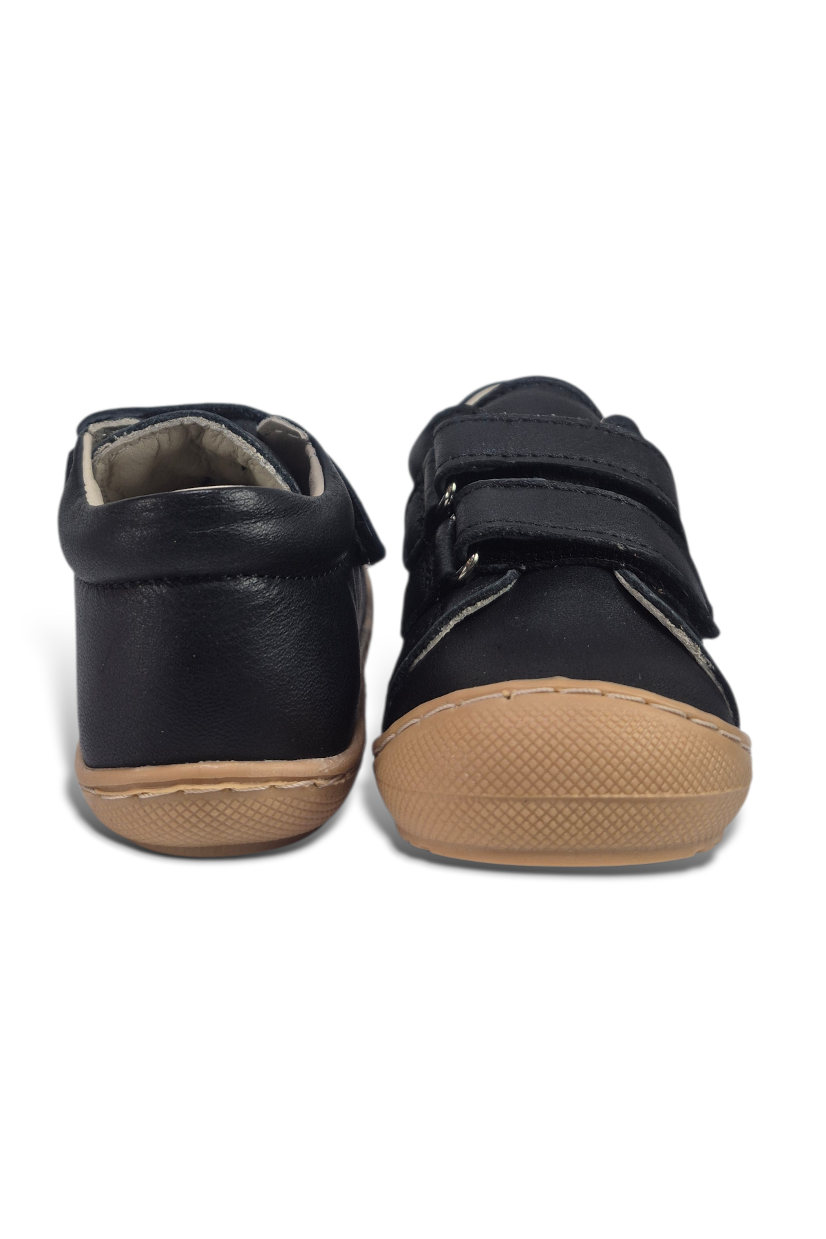 Siyah Hakiki Deri Tam Ortopedik Çift Cırtlı İlk Adım Ayakkabı