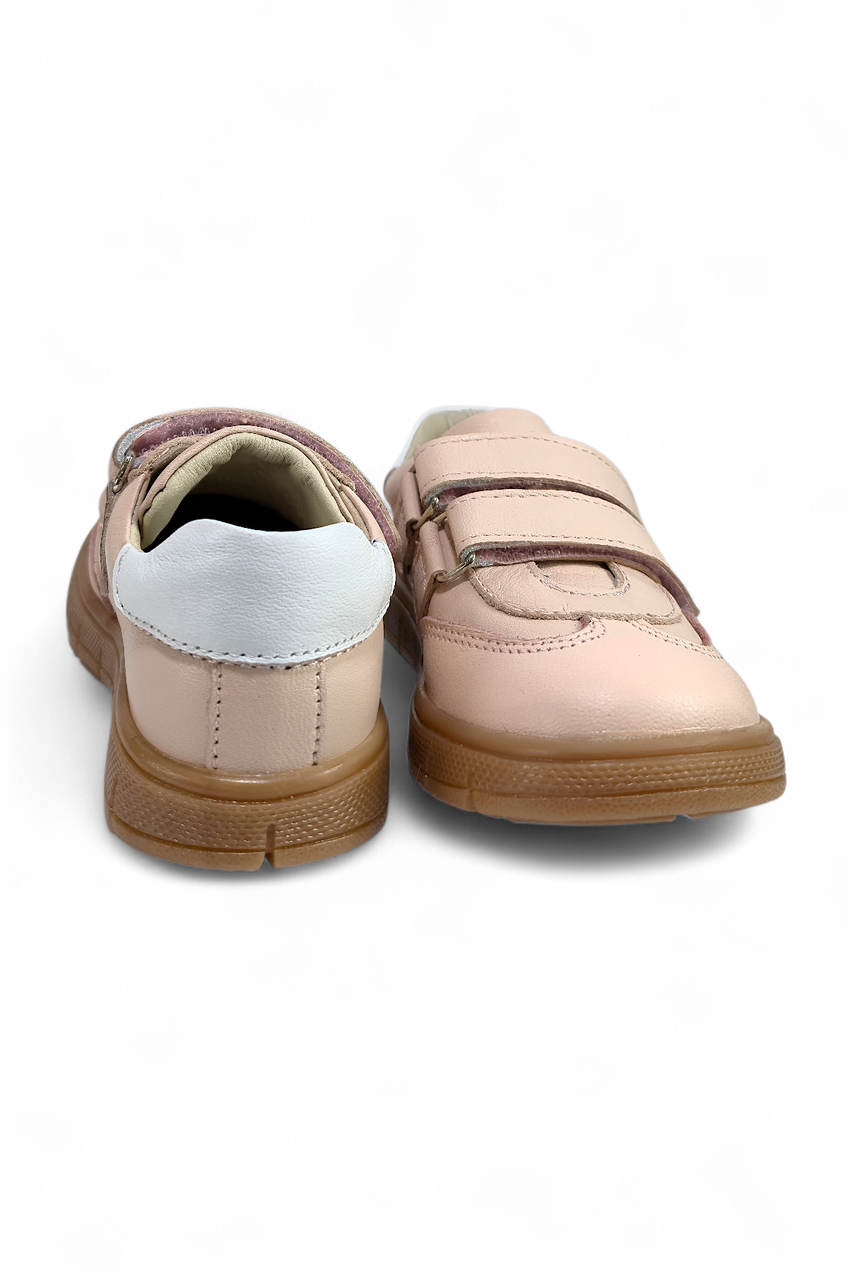 Pudra Hakiki Deri Tam Ortopedik Çizgili Bebek Ayakkabısı