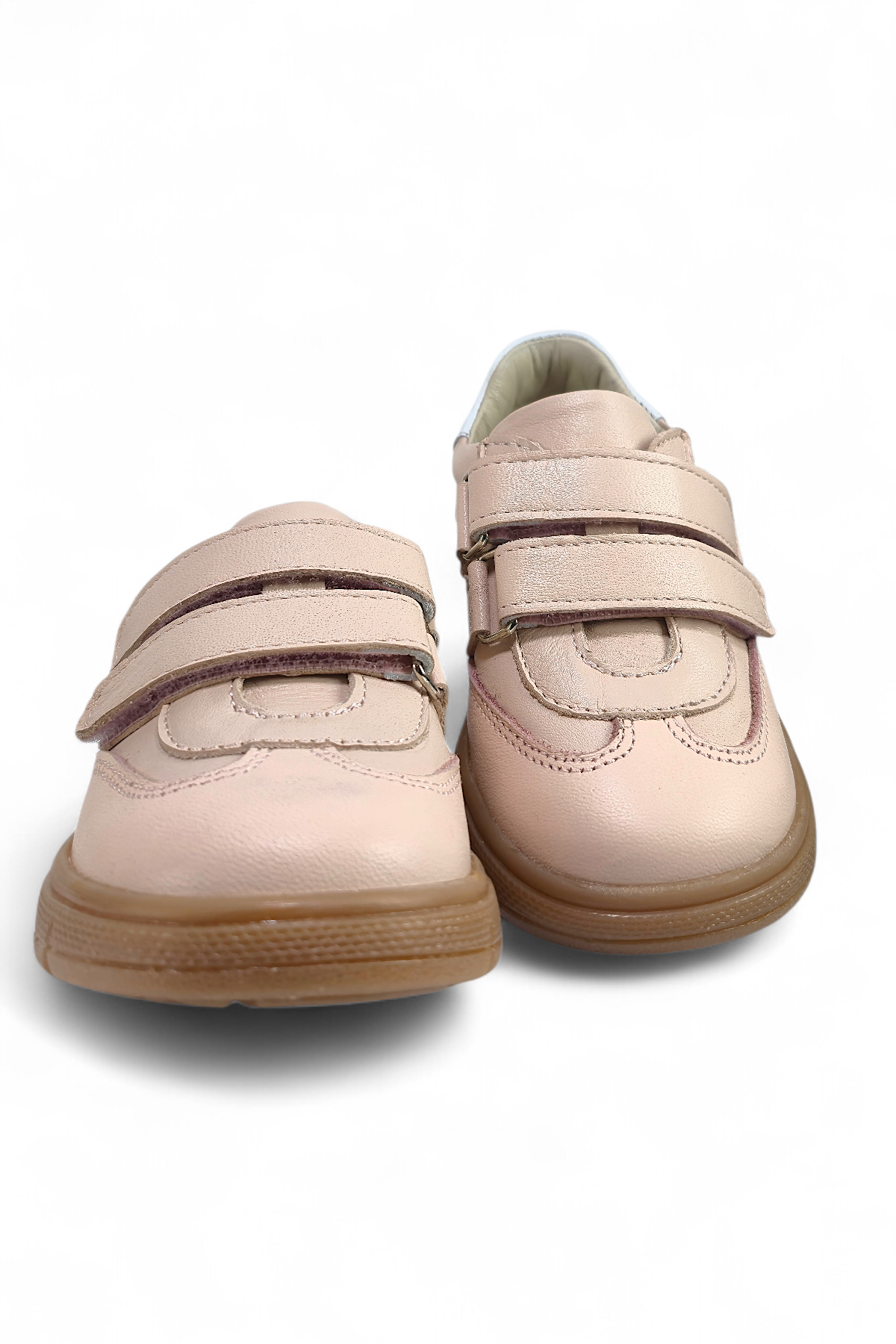 Pudra Hakiki Deri Tam Ortopedik Çizgili Bebek Ayakkabısı