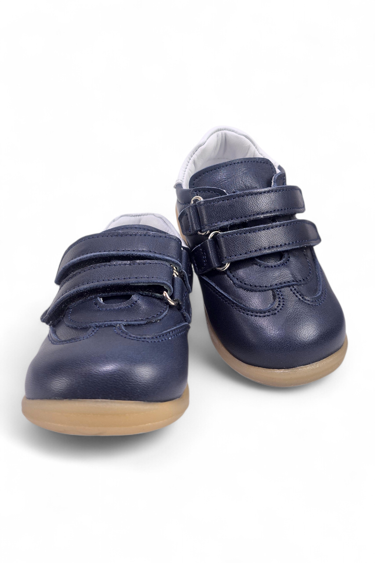 Lacivert Hakiki Deri Tam Ortopedik Çizgili İlk Adım Ayakkabısı