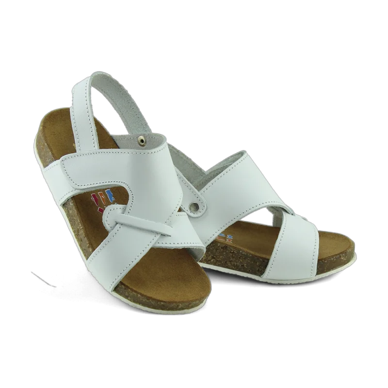 Beyaz Deri ve Ortopedik Bebek Sandalet