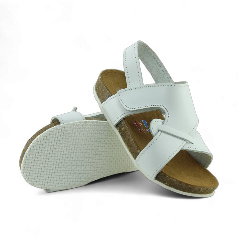 Beyaz Deri ve Ortopedik Bebek Sandalet