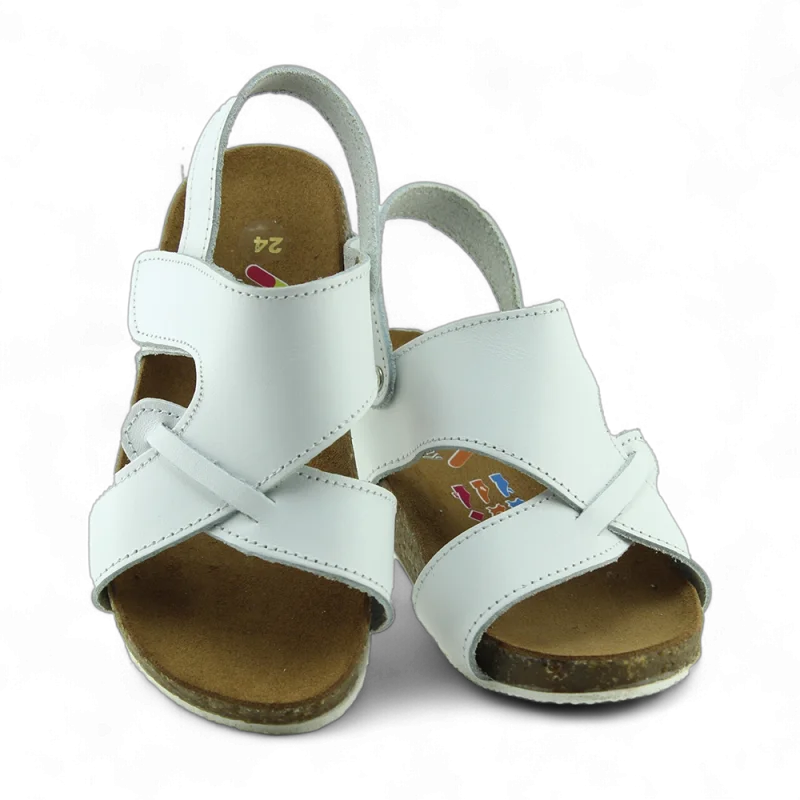 Beyaz Deri ve Ortopedik Bebek Sandalet