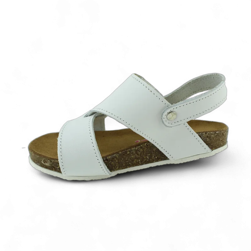 Beyaz Deri ve Ortopedik Bebek Sandalet