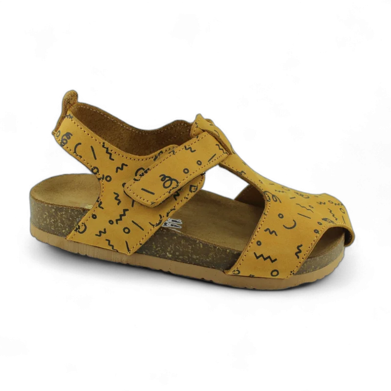 Hardal Baskılı Deri ve Ortopedik Bebek Sandalet