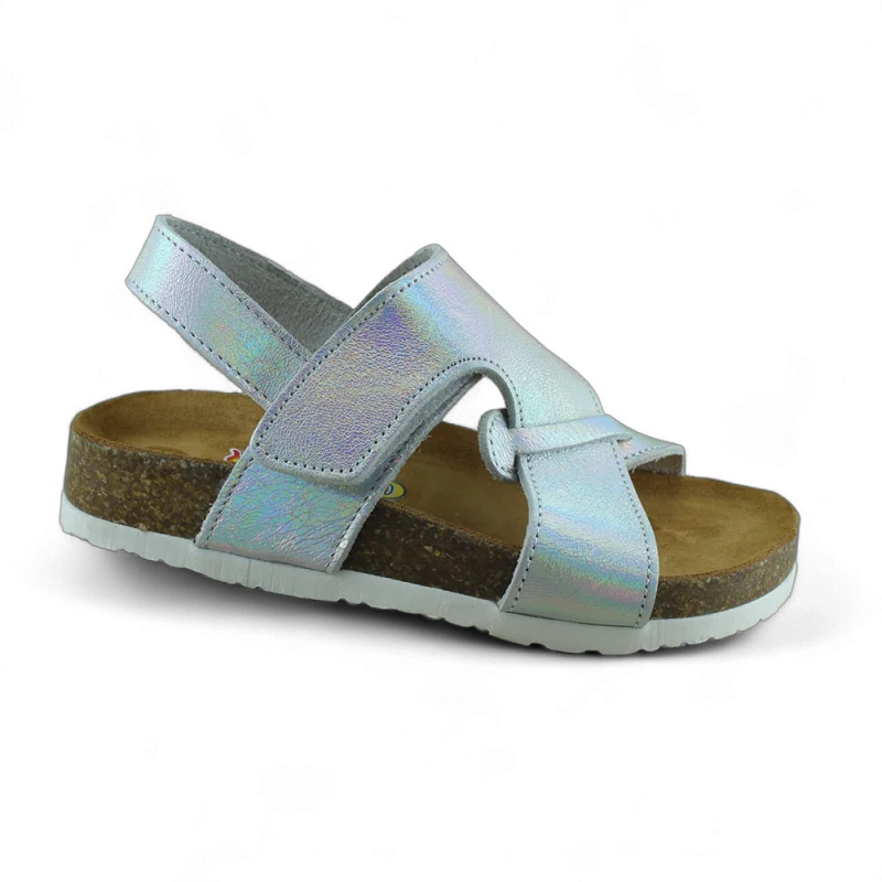 Gümüş Deri ve Ortopedik Bebek Sandalet