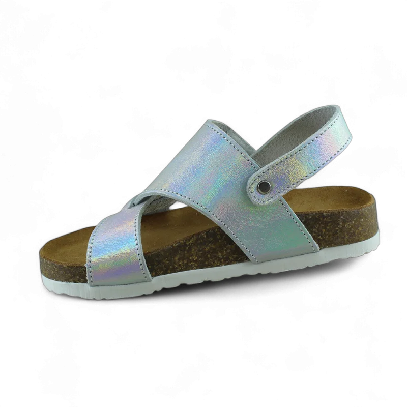 Gümüş Deri ve Ortopedik Bebek Sandalet