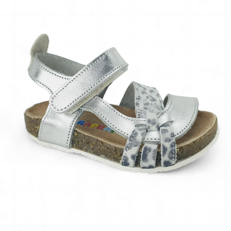 Gümüş Baskılı Deri ve Ortopedik Bebek Sandalet