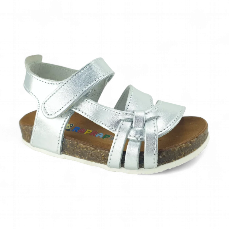 Gümüş Deri ve Ortopedik Bebek Sandalet