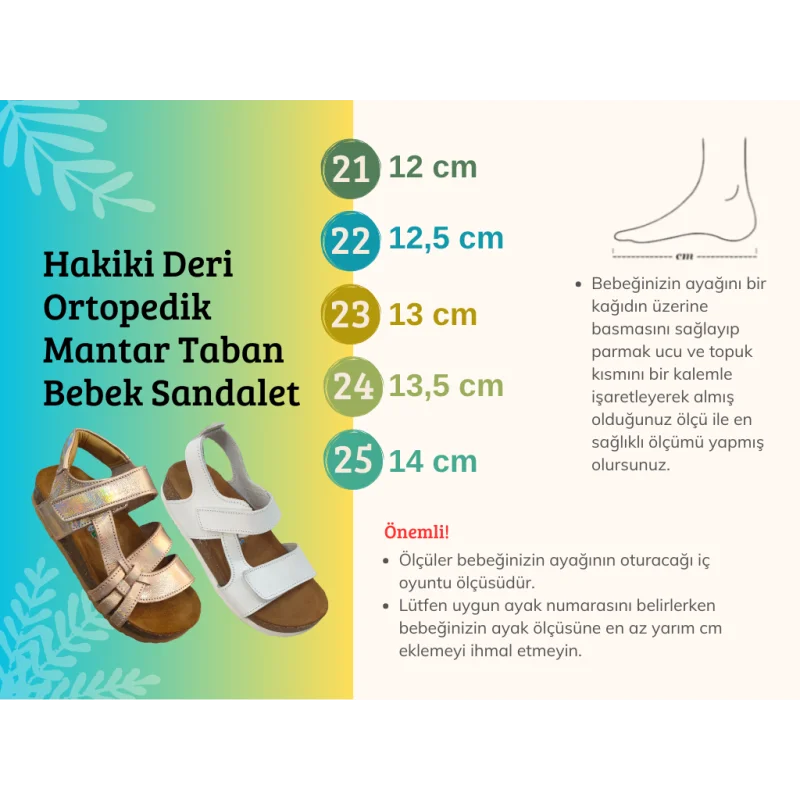 Beyaz Deri ve Ortopedik Bebek Sandalet