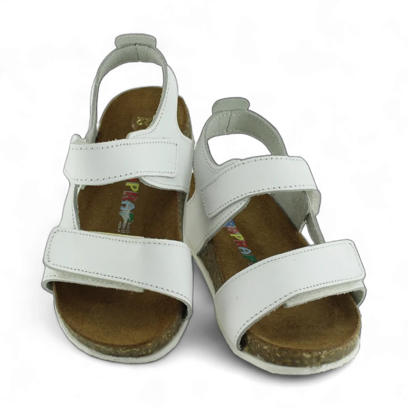 Beyaz Deri ve Ortopedik Bebek Sandalet