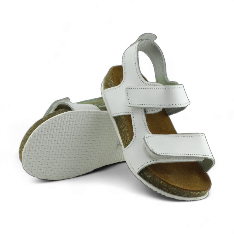 Beyaz Deri ve Ortopedik Bebek Sandalet