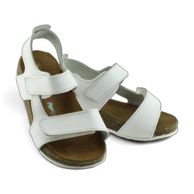 Beyaz Deri ve Ortopedik Bebek Sandalet