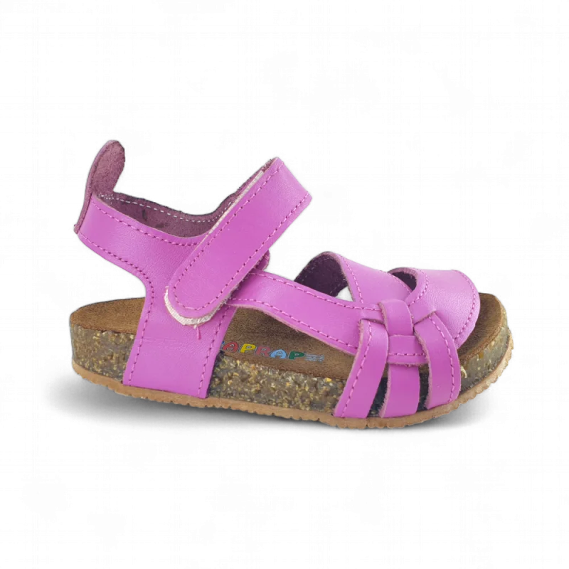 Fuşya Deri ve Ortopedik Bebek Sandalet