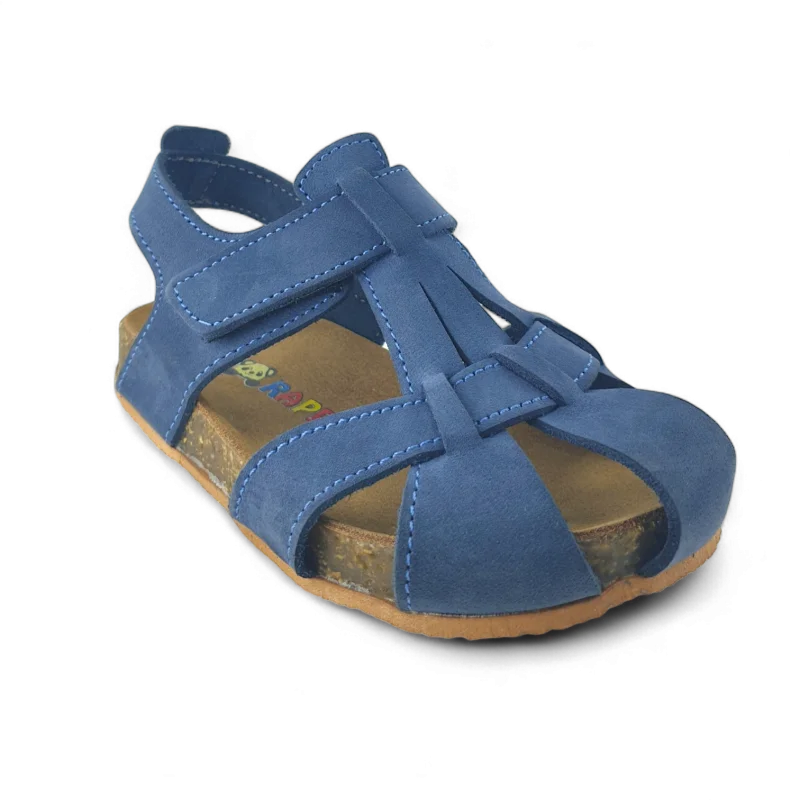 Kot Mavi Deri ve Ortopedik Bebek Sandalet