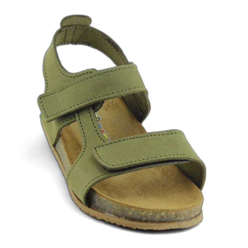 Haki Yeşil Deri ve Ortopedik Bebek Sandalet